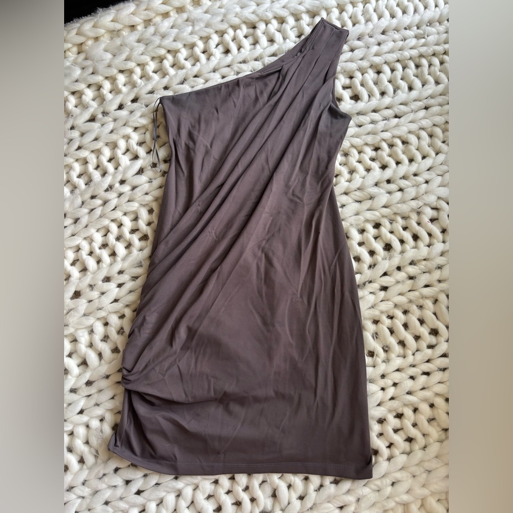 One shoulder dress with ruching